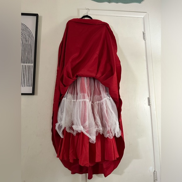 David's Bridal Red Satin Ball Gown - Picture 9 of 12